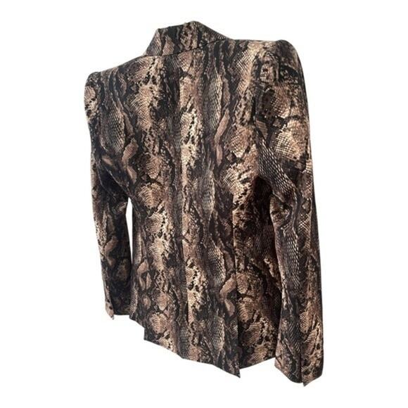 L’ AGENCE Chamberlain Python Print Single Breasted Blazer Jacket Brown Size 2 - Picture 11 of 16